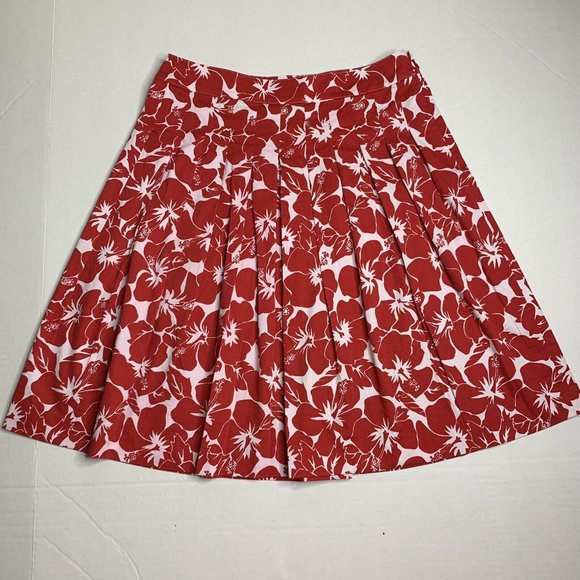 Talbots Petite 8 Red/White Pleated Skirt - Picture 2 of 9